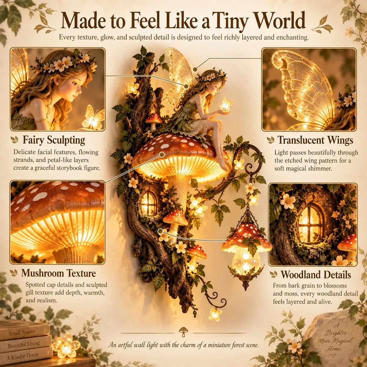 ⏰Limited Stock 49% OFF - 🧚✨ Enchanted Mushroom Fairy Wall Light 🍄🌿