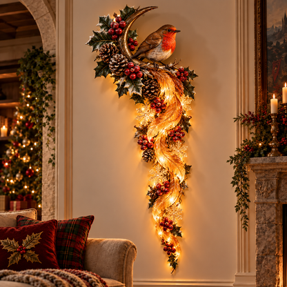 🎄Lighted Robin Christmas Wall Swag