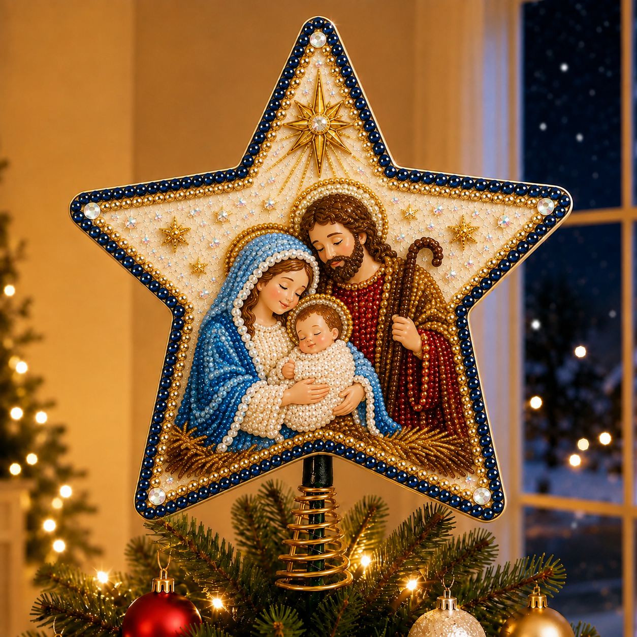 🔥🔥Christian Faith Pearl Diamond Art Christmas Tree Topper Kit⭐