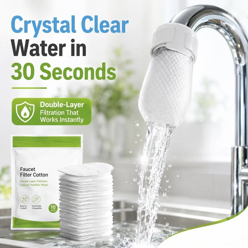 ⏰47%OFF⚡50K+ SOLD!💥Anti-Splash Kitchen Faucet Cotton Filter for Sediment & Rust Removal