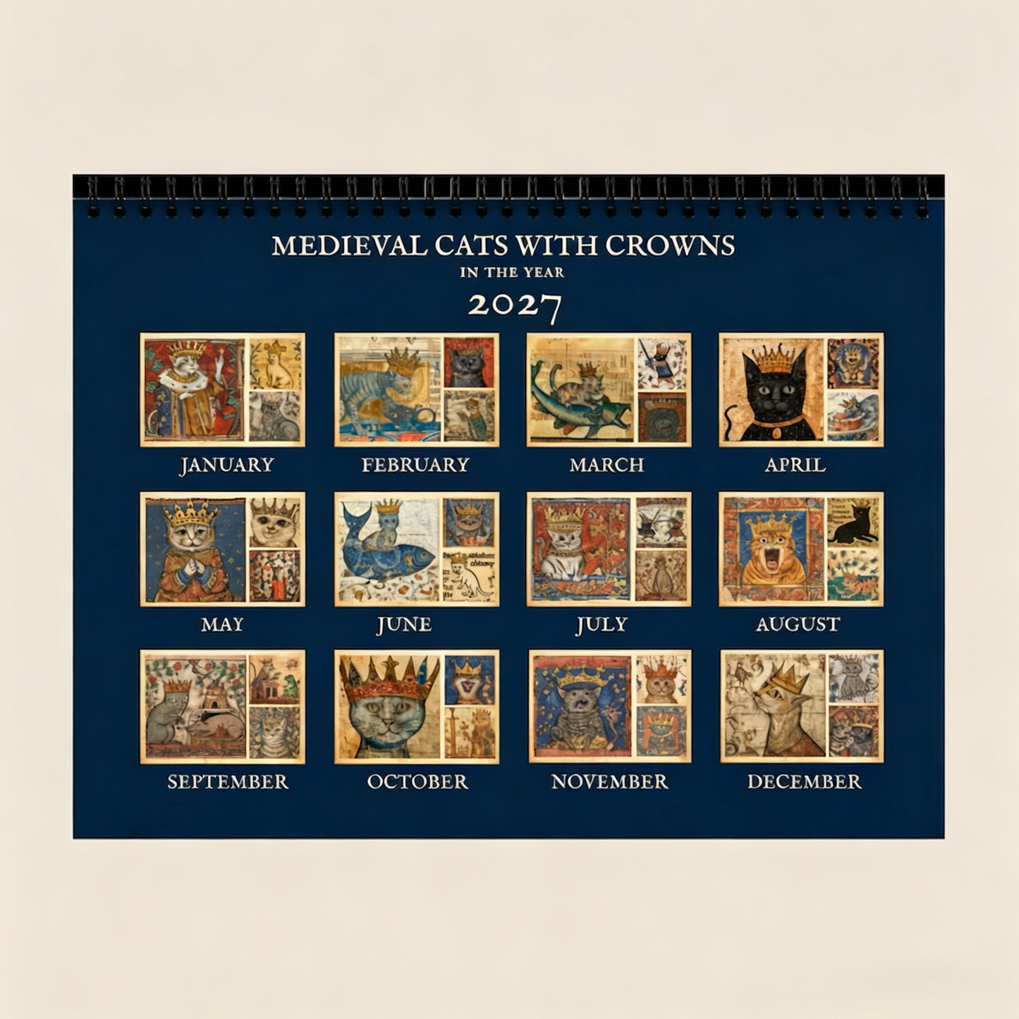 Medieval Cats with Crowns Calendar 2027