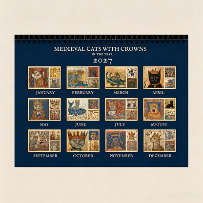 Medieval Cats with Crowns Calendar 2027