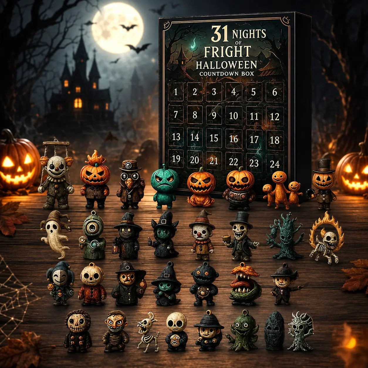 2026 Halloween Countdown Advent Calendar Gift Box - 31 Nights of Fright Blindbags Surprise Set, Scary Doll Collectible Minifigures, Hanging Charms, Mini Decorations, Festive Horror Vibe Gift for Horror Lovers with Daily Halloween Surprise