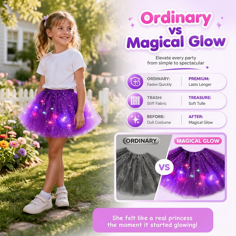 🎁LED Light Up Sequin Tutu Skirt Star Mesh Princess Skirt for Girls and Adults