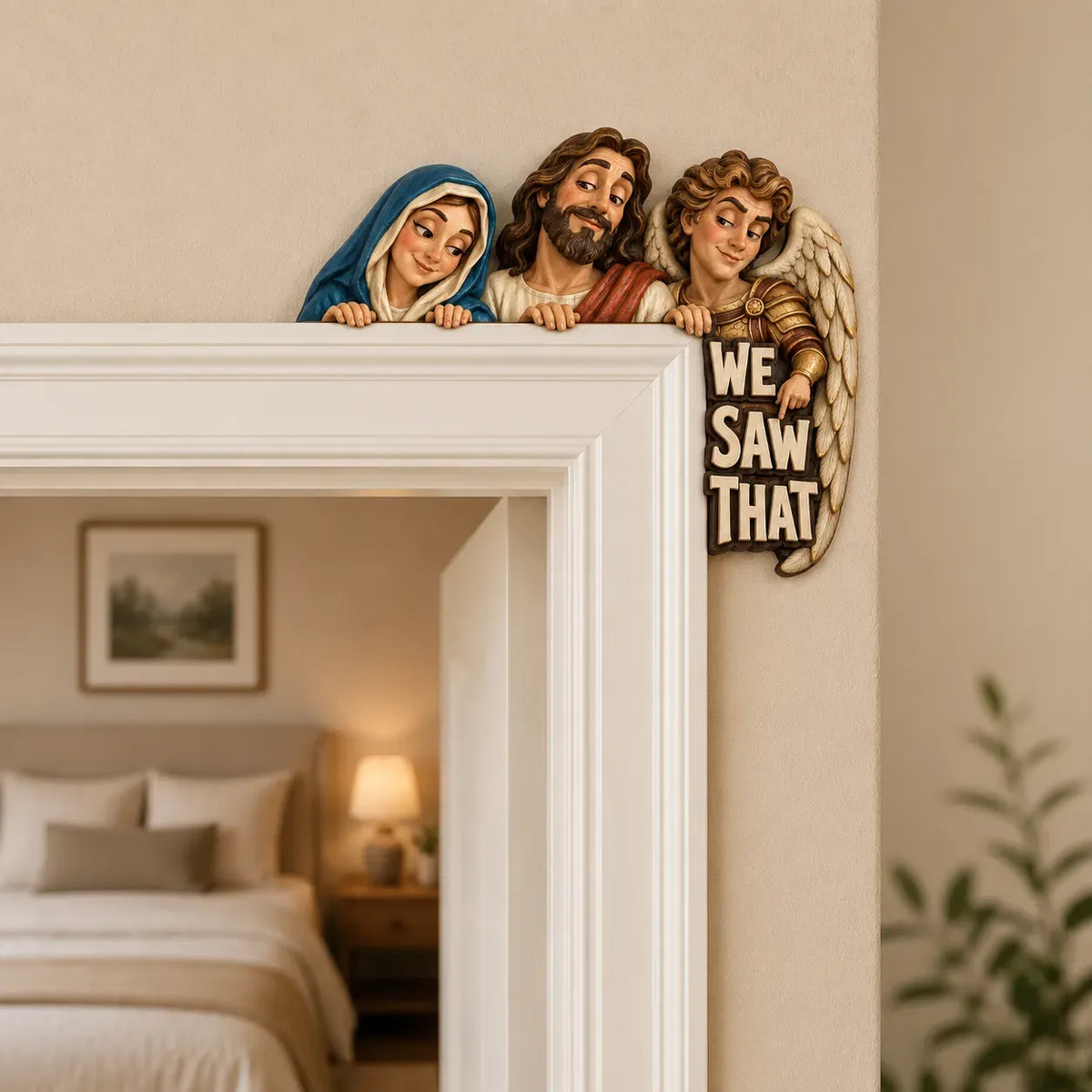 🙏👀 Last Day 48% OFF - 3D Hand-Painted Solid Wood “We Saw That” Door Topper 🎁🤣