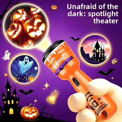 🔥HOT SALE 49% OFF -🎃👻Kids Halloween Christmas Projection Flashlight Toy – Create Magical Bedtime Stories With 24 Festive Light Slides