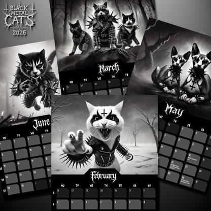 Black Metal Cats 2026 - Wall Calendar 2026