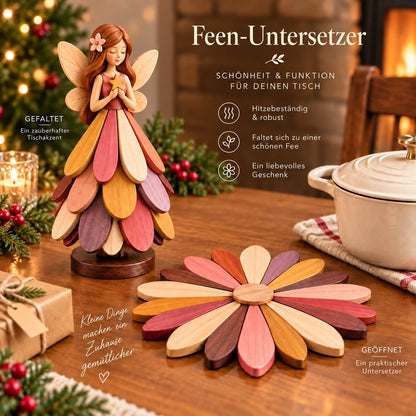 🧚 Fairy Blossom Coaster - Foldable fairy decoration & heat-resistant table protector