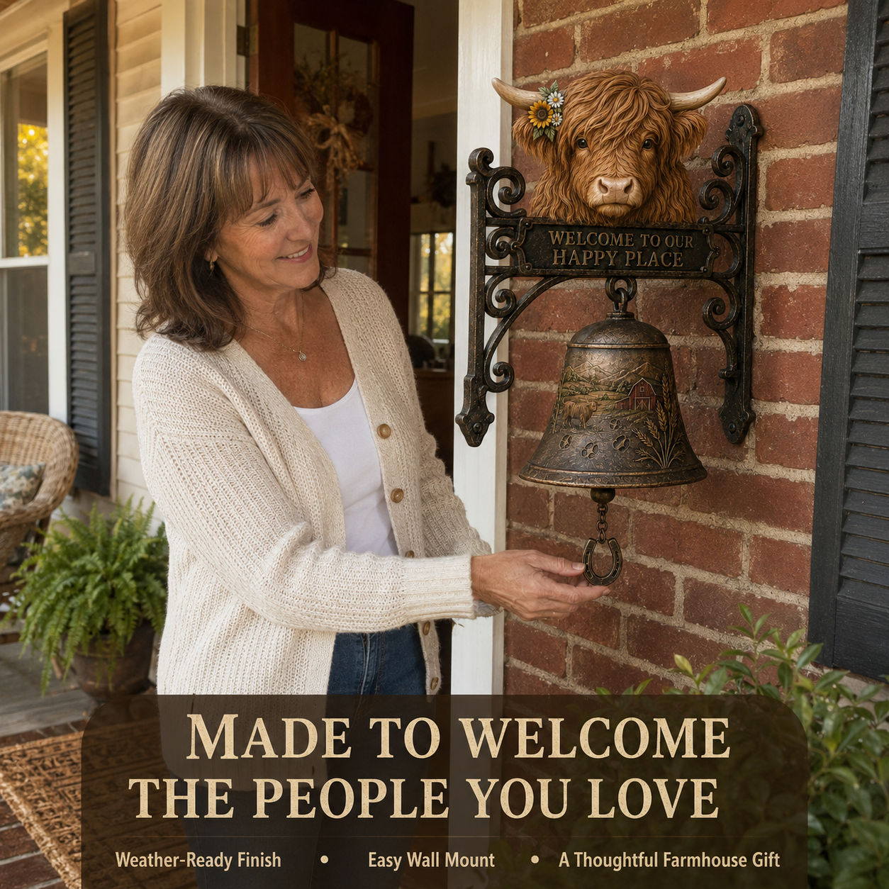 🎅 2026 Christmas Gift 49% Off--🐂Highland Cow Farmhouse Welcome Bell🔔