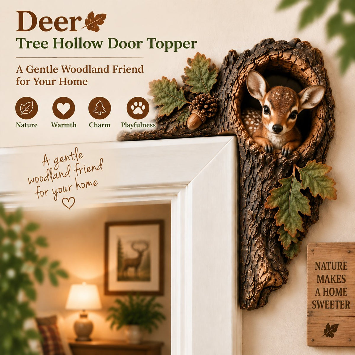 ⏰LAST DAY 49% OFF 🐿️ 3D Chipmunk Tree Hollow Door Topper | Woodland Animal Doorway Decor For Cozy Nature Homes