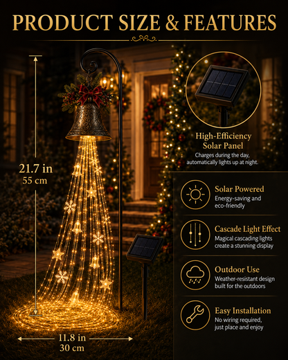 🔥Hot Sale 49% OFF🎄 Christmas Bell Cascade Solar Yard Light✨