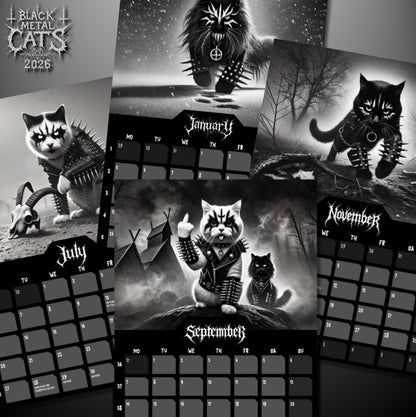 Black Metal Cats 2026 - Wall Calendar 2026