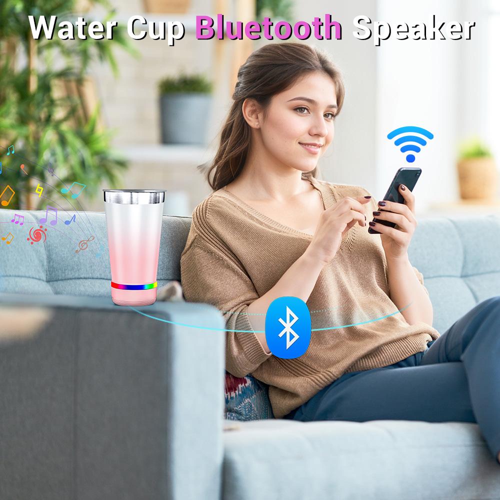 🔊 Stainless Steel Insulated Mug with Bluetooth Speaker – Rechargeable LED Light Cup for Music, Drinks & Outdoor Enjoyment