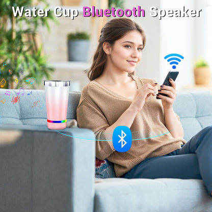 🔊 Stainless Steel Insulated Mug with Bluetooth Speaker – Rechargeable LED Light Cup for Music, Drinks & Outdoor Enjoyment