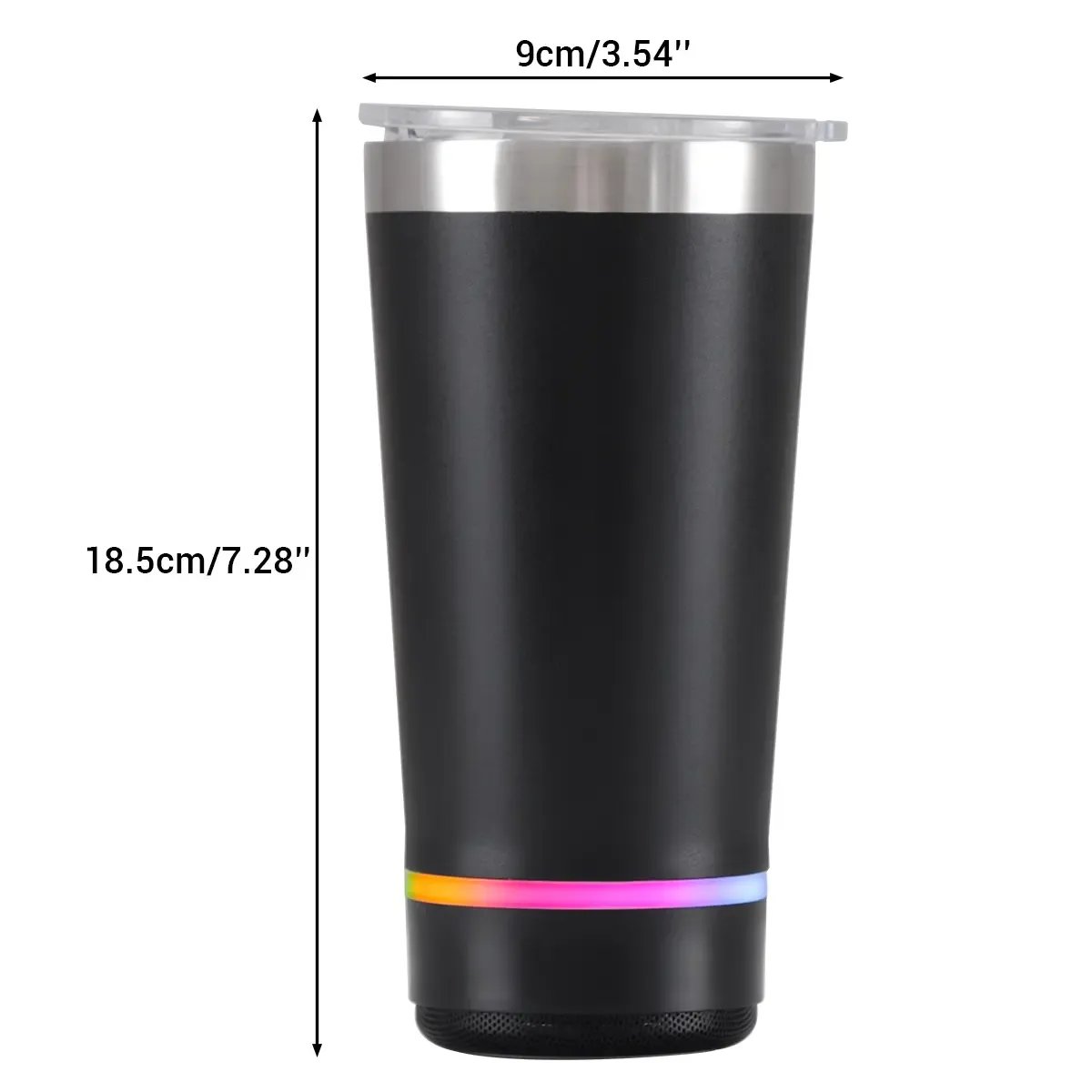 🔊 Stainless Steel Insulated Mug with Bluetooth Speaker – Rechargeable LED Light Cup for Music, Drinks & Outdoor Enjoyment