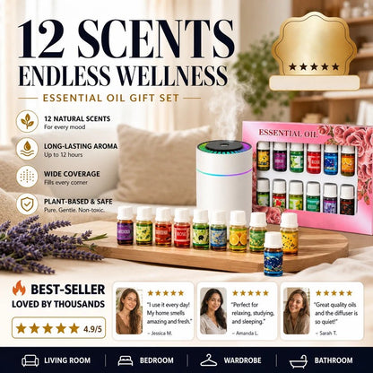 🔥Limited Time 49% Off！🎁🌺The fresh scent lifts your mood！🌷12-Pack Water Soluble Essential Oils Set