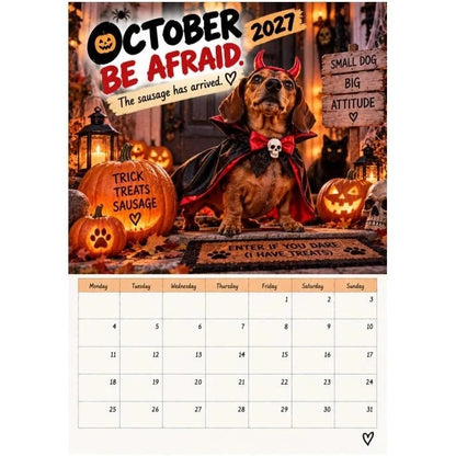 2027 Witty Dachshund A4 Wall Calendar