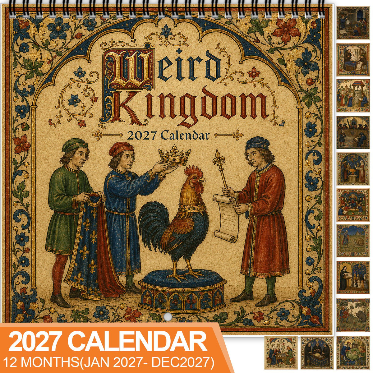 🔥LAST DAY 48% OFF - 👑Weird Kingdom 2027 Wall Calendar – 12 Months of Curious Portraits & Whimsical Moments