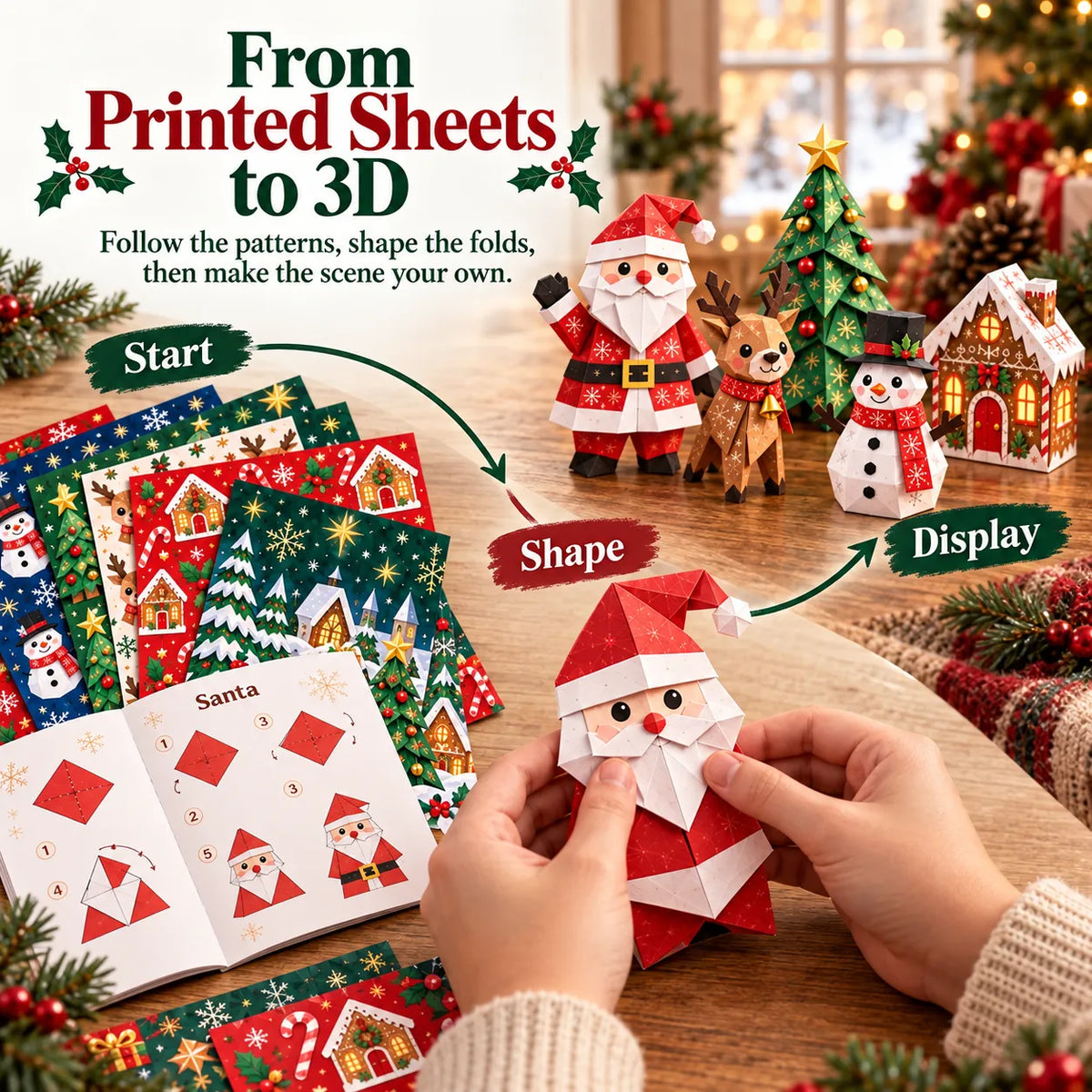 🎄Beginner-Friendly 3D Christmas Paper Craft Kit | Easy Layered DIY Holiday Decoration ✨