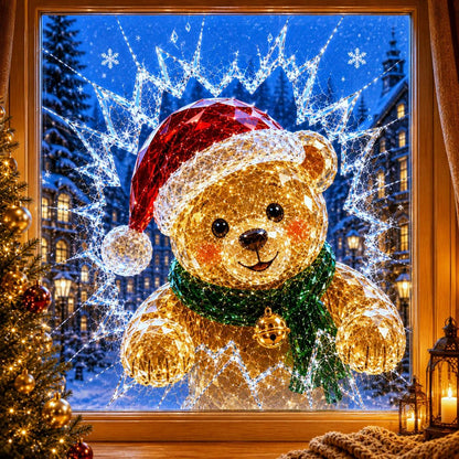 🔥Limited time 49% OFF -✨🎄Crystal Christmas Break-In Window Decal — 3D Shattered-Glass Holiday Window Decoration