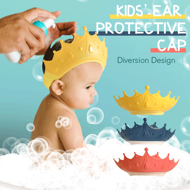 📢 LIMITED TIME 48% OFF! ⏰ Kids' Ear Protective Cap – Waterproof Shower Hat, Adjustable & Cartoon Crown Design ✨