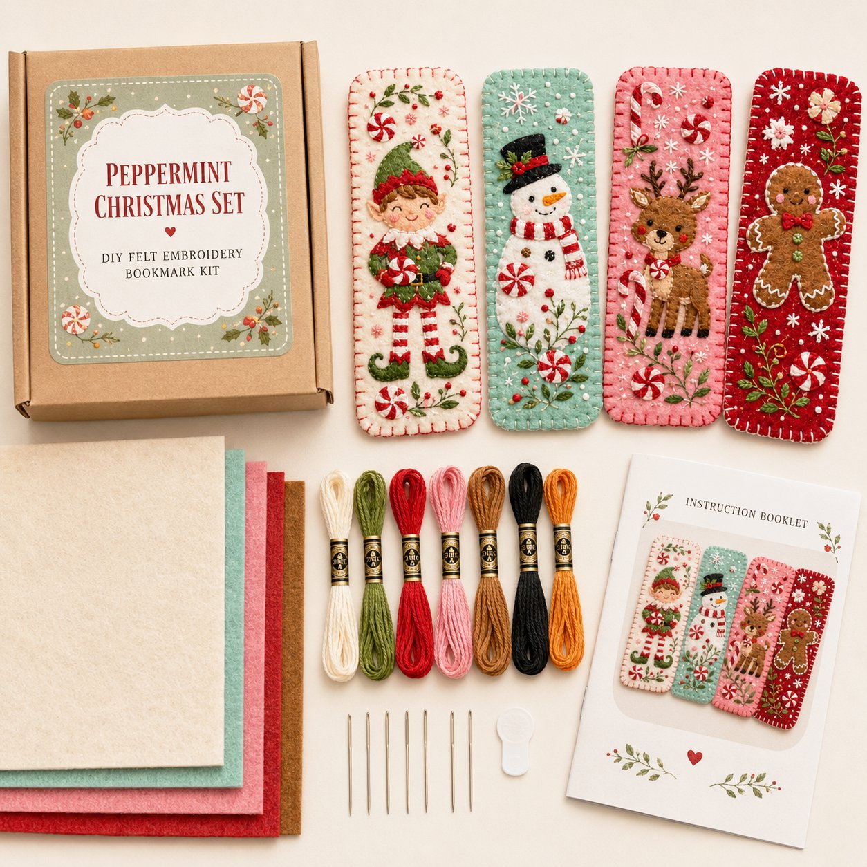 ⏳ Last Day 49% OFF – 🎄 DIY Felt Embroidery Bookmark Kit