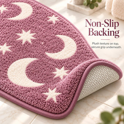 🌙 Glow-in-the-Dark Moon & Star Bathroom Mat