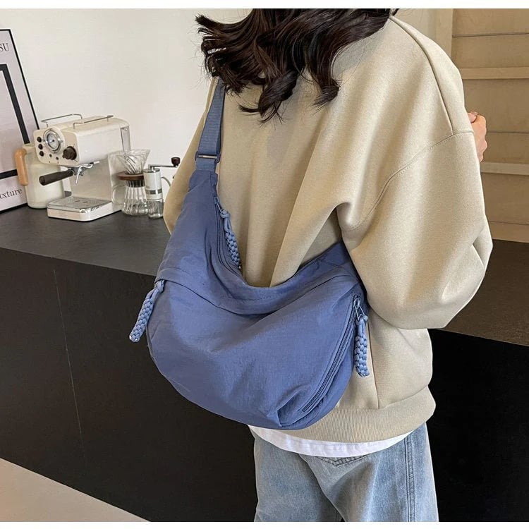 Designer Direct Sales👜Women's Fashion Plain Color Nylon Crossbody Hobo Bag