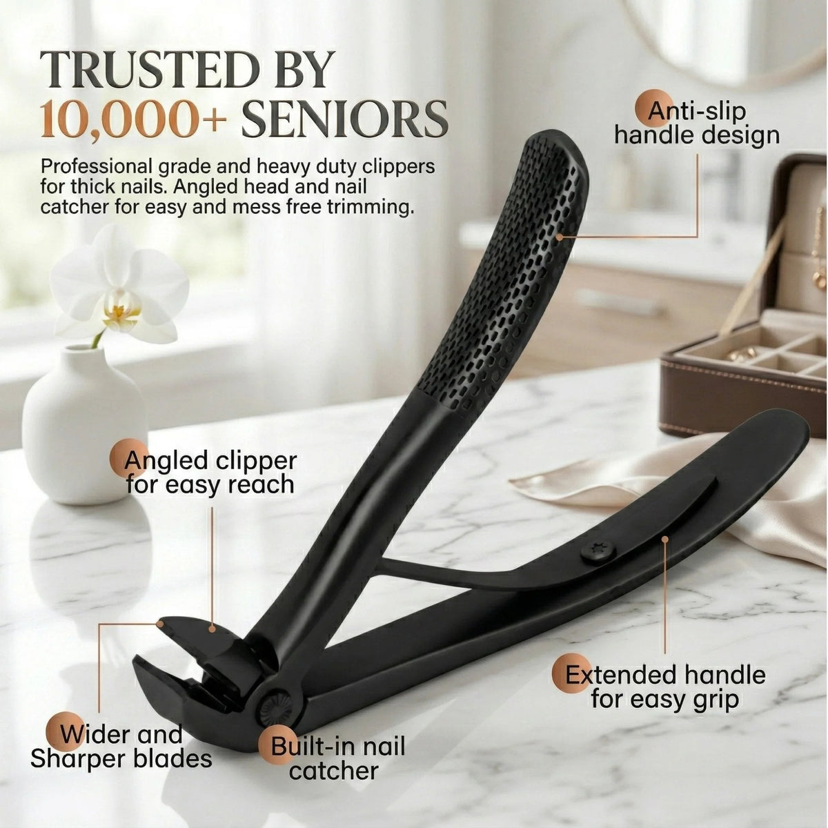 Nail Clipper for Seniors, Wide Jaw Long Handle Clipper for Thick Nails