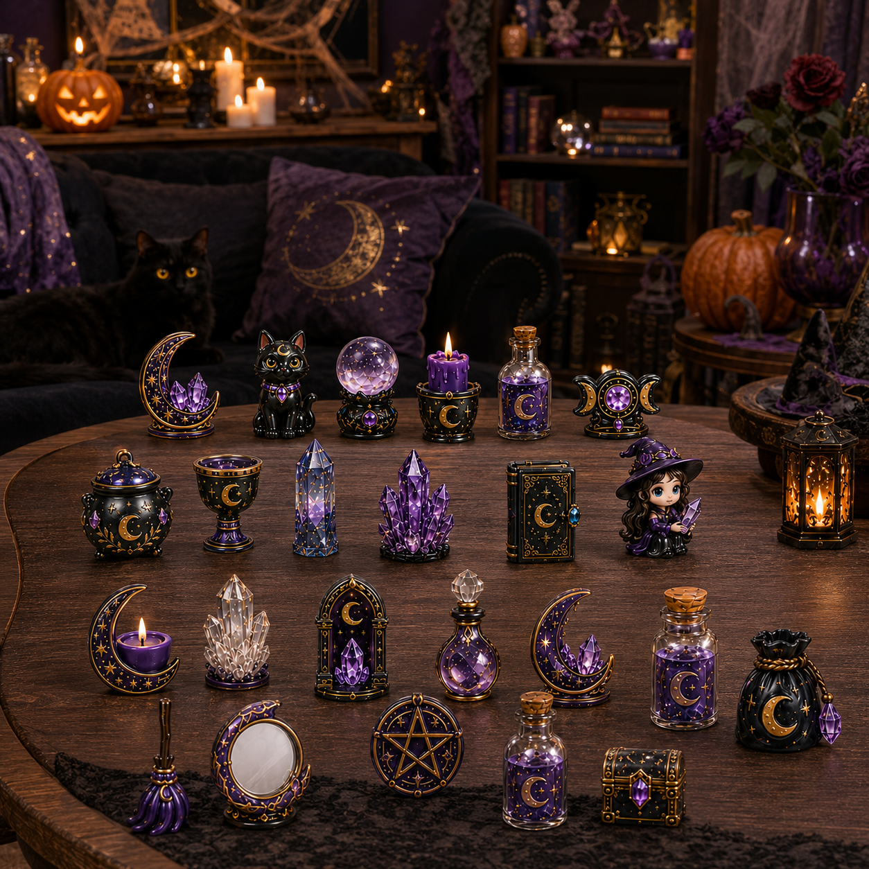 Crystal Witch Advent Calendar 2026 – 24 Days of Magical Crystal Miniatures, Mystical Witchy Collectibles & Enchanting Gifts for Fantasy Lovers