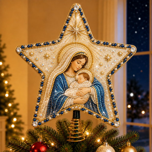 🔥🔥Christian Faith Pearl Diamond Art Christmas Tree Topper Kit⭐