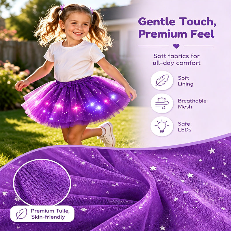 🎁LED Light Up Sequin Tutu Skirt Star Mesh Princess Skirt for Girls and Adults