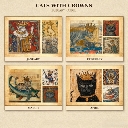 Medieval Cats with Crowns Calendar 2027