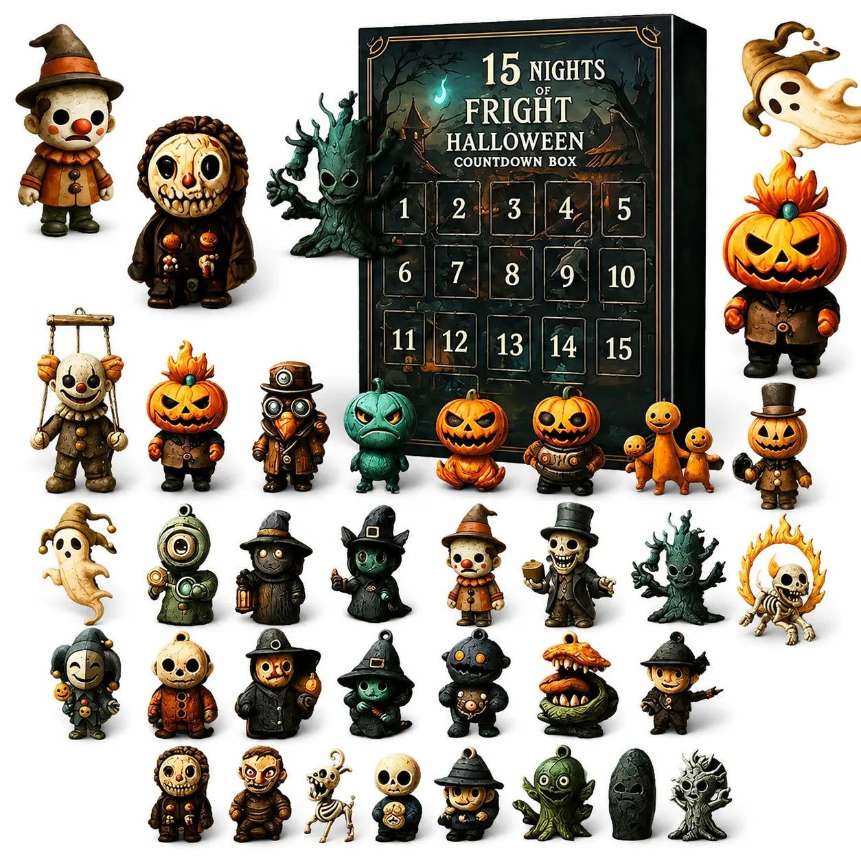 2026 Halloween Countdown Advent Calendar Gift Box - 31 Nights of Fright Blindbags Surprise Set, Scary Doll Collectible Minifigures, Hanging Charms, Mini Decorations, Festive Horror Vibe Gift for Horror Lovers with Daily Halloween Surprise