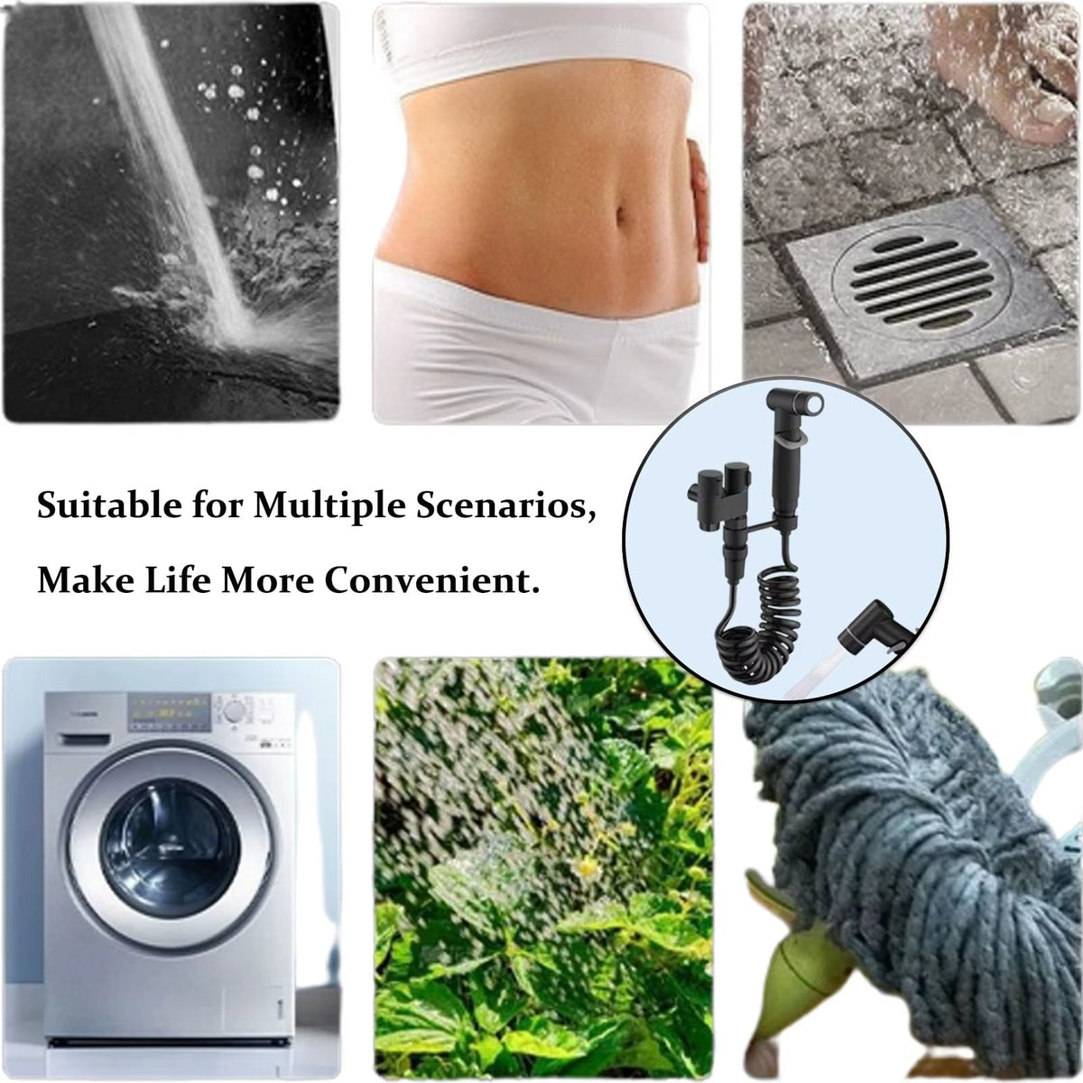 1-In-2-Handheld Out Dual Control Valve Bidet Sprayer for Toilet