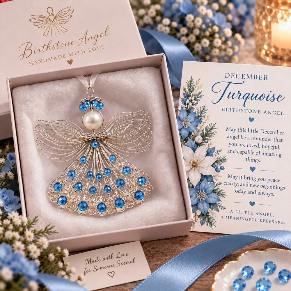 ⏳ Last Day 48% OFF – 👼Handmade Birthstone Angel Wire Ornament |12 Meaningful Birthstone Colors with Keepsake Card ✨