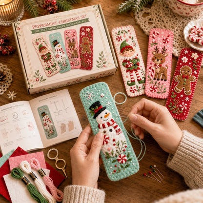 ⏳ Last Day 49% OFF – 🎄 DIY Felt Embroidery Bookmark Kit