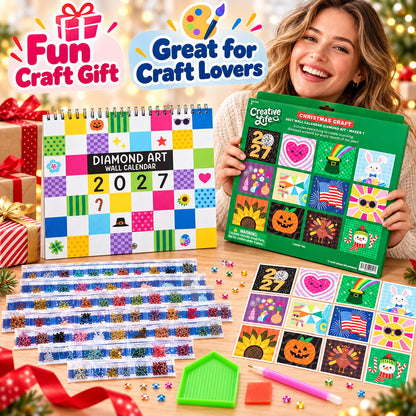 ⏳ Last Day 48% OFF – 💎 2027 Diamond Art Wall Calendar Kit | 12 Monthly Designs + Complete Gem Tools ✨