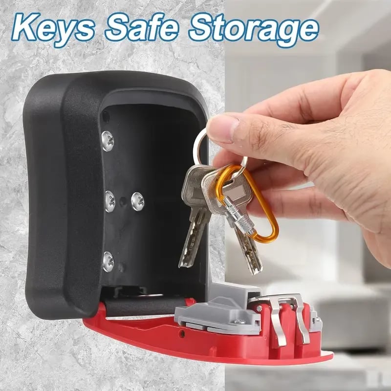 Wall Mount Key Lock Box - 4 Digit Combination Lockbox for Keys Safe Security Storage Resettable Code Lockbox for Outdoor Home Office Garage