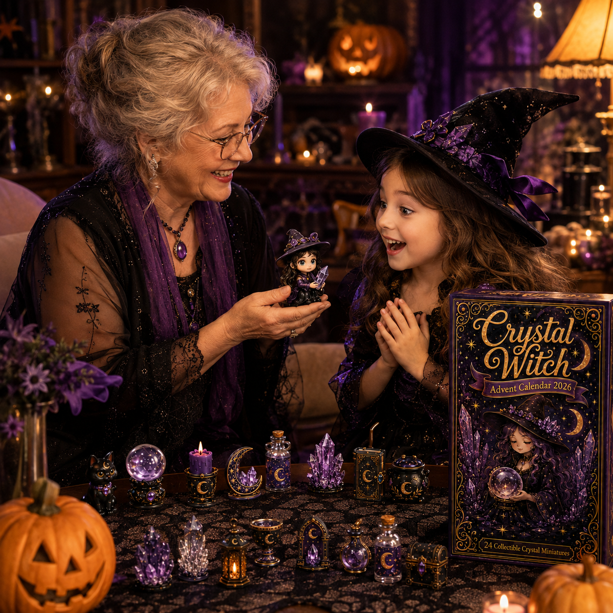 Crystal Witch Advent Calendar 2026 – 24 Days of Magical Crystal Miniatures, Mystical Witchy Collectibles & Enchanting Gifts for Fantasy Lovers