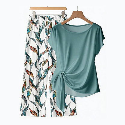 👚  NOW! 🌸 Women's Side-Tie Top & Patterned Pants Set – Flowy, adjustable fit & perfect for summer vacations or resort wear 👖