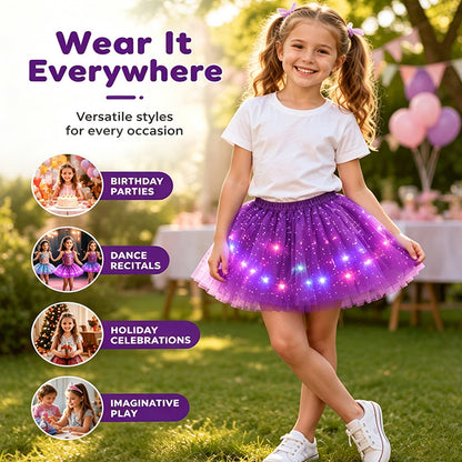🎁LED Light Up Sequin Tutu Skirt Star Mesh Princess Skirt for Girls and Adults