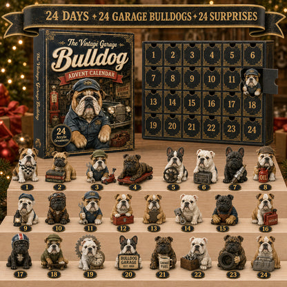 🔥49% Off Last Day -🔧 Vintage Garage Bulldog Acrylic Advent Calendar 2026 – 24 Days of Classic Bulldog Garage Surprises