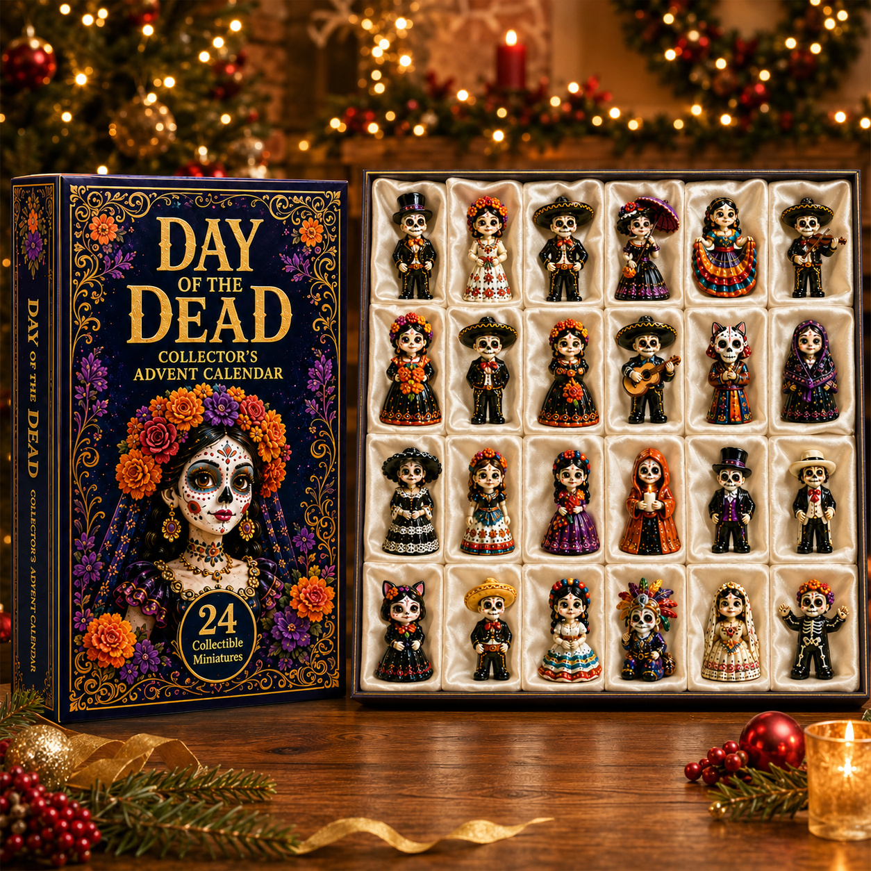 High-quality miniature model✨2026 Day of the Dead Advent Calendar – 24 Days of Mystery Collectible Figurines, Sugar Skull Characters & Festive Holiday Surprises