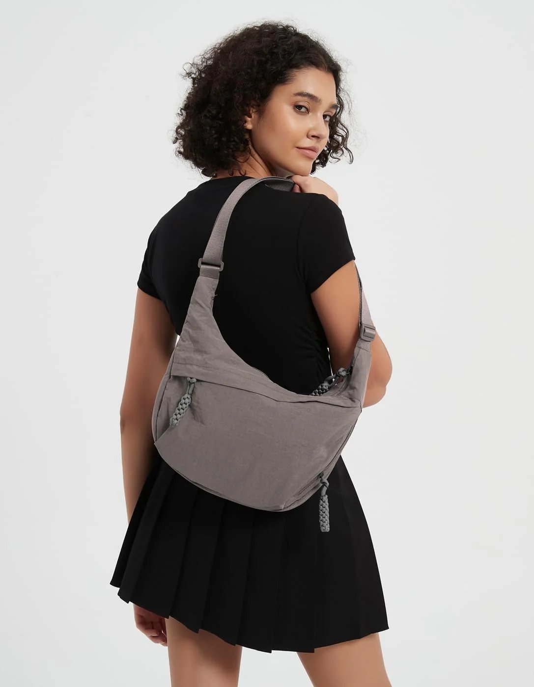 Designer Direct Sales👜Women's Fashion Plain Color Nylon Crossbody Hobo Bag