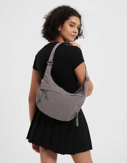 Designer Direct Sales👜Women's Fashion Plain Color Nylon Crossbody Hobo Bag
