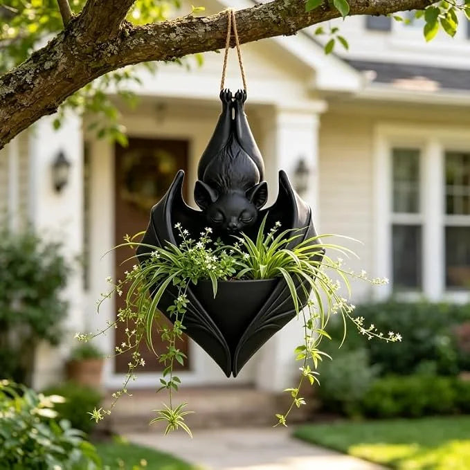 Gothic Bat Hanging Planter For Halloween Decor