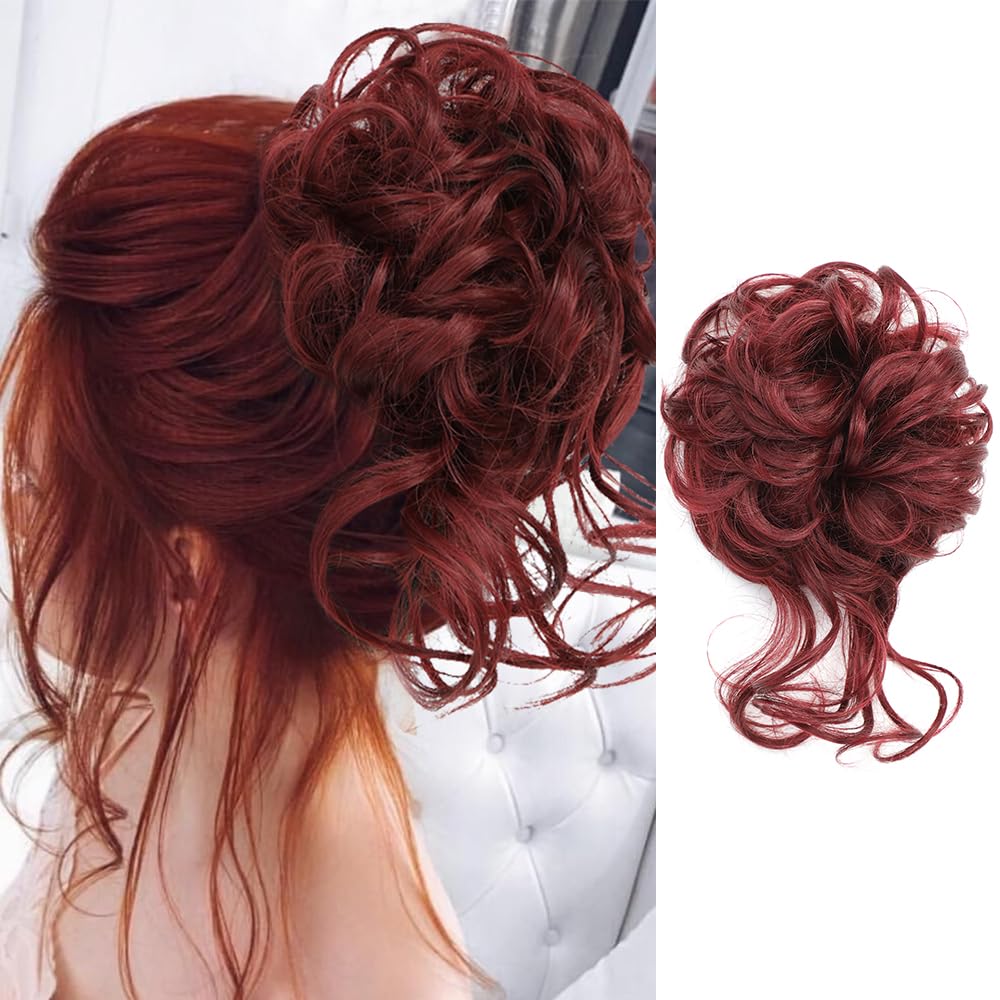 💗Messy Curly Hair Bun Scrunchie Extensions