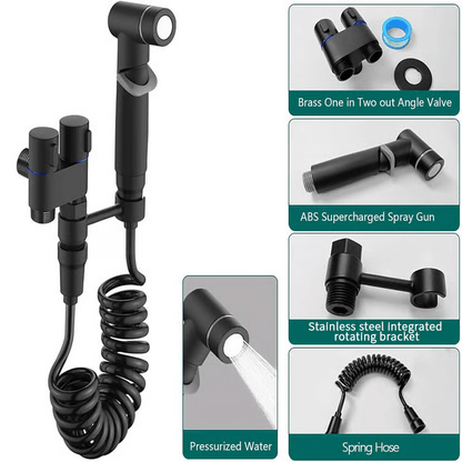 1-In-2-Handheld Out Dual Control Valve Bidet Sprayer for Toilet