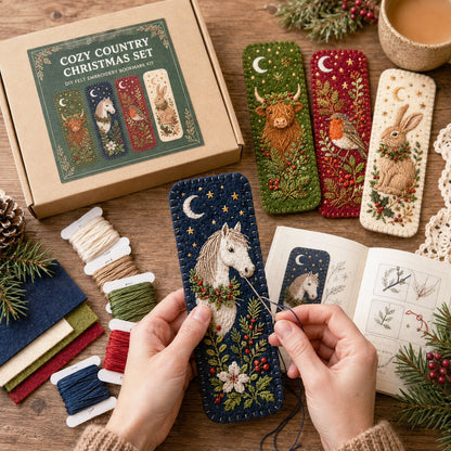 ⏳ Last Day 49% OFF – 🎄 DIY Felt Embroidery Bookmark Kit